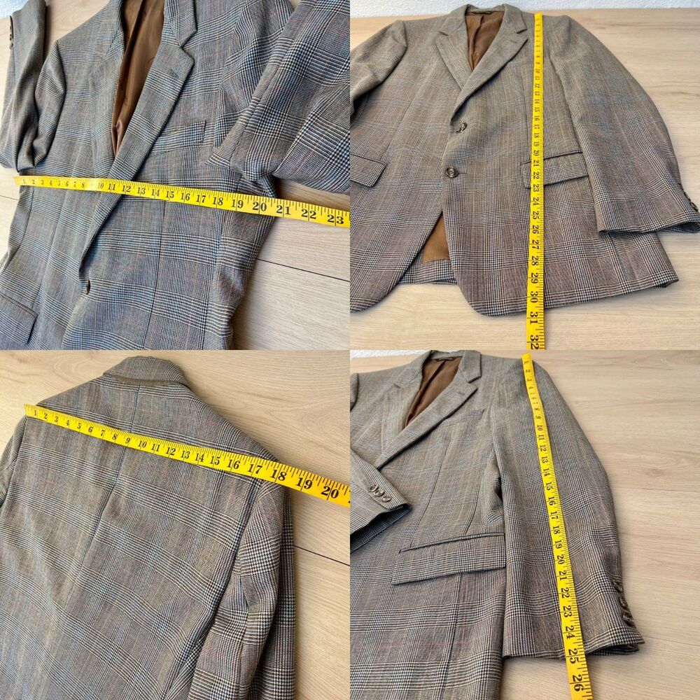 Vintage 80s Oscar de la Renta Men's 40R/Med 2-Piece Glen Plaid Vest & Blazer - Picture 14 of 16
